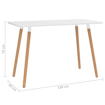 vidaXL Dining Table White 120x60x75 cm Metal