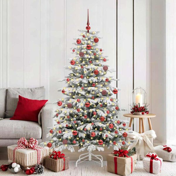 vidaXL Artificial Hinged Christmas Tree White 180 cm PE and PVC