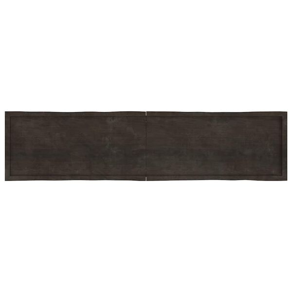 vidaXL Table Top Dark Brown 220x50x(2-4) cm Treated Solid Wood Live Edge