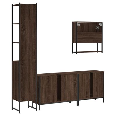 vidaXL 4 Piece Bathroom Furniture Set Brown Oak Engineered Wood