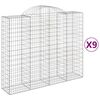 vidaXL Arched Gabion Baskets 9 pcs 200x50x160/180 cm Galvanised Iron