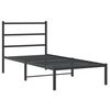 vidaXL Metal Bed Frame without Mattress with Headboard Black 90x200cm