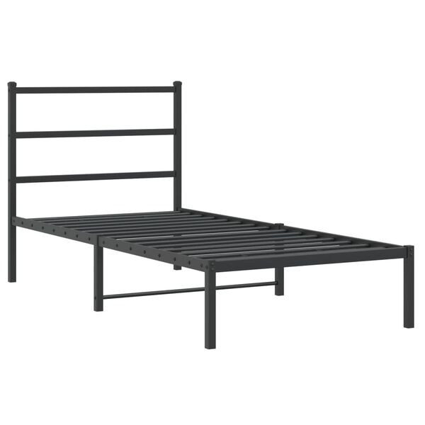 vidaXL Metal Bed Frame without Mattress with Headboard Black 90x200cm