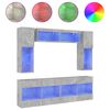 vidaXL 6 Piece TV Wall Cabinet Set with LED Lights Concrete Grey