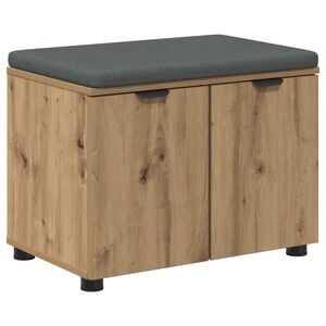 vidaXL Hall Bench with Cushion with Door Artisan Oak 60 x 38 x 46 cm