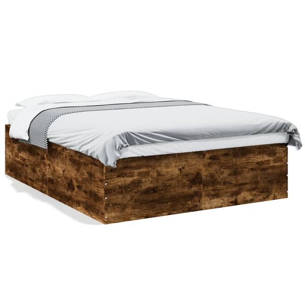 vidaXL Bed Frame without Mattress Smoked Oak 160x200 cm