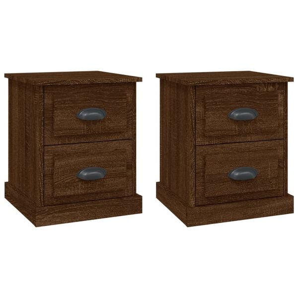 vidaXL Bedside Cabinets 2 pcs Brown Oak 39x39x47.5 cm Engineered Wood