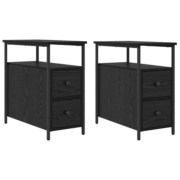 vidaXL Bedside Cabinet 2 pcs Black oak 30 x 60 x 60 cm Engineered wood