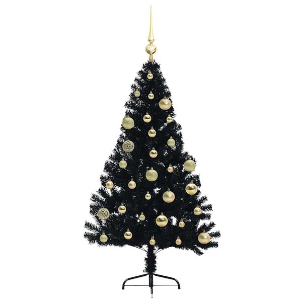 vidaXL Artificial Pre-lit Christmas Tree Black 120 cm PVC