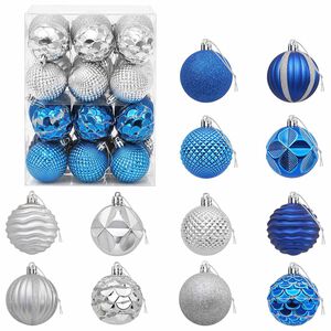 vidaXL Christmas Ball Set 36 pcs Blue and Silver Dia. 6 cm Polystyrene
