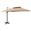 vidaXL Cantilever Garden Parasol with Double Top 300x300 cm Taupe