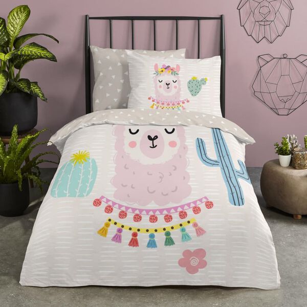 Good Morning Kids Duvet Cover LLAMA 140x200/220 cm Multicolour