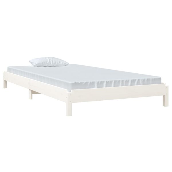 vidaXL Stack Bed without Mattress White 90x190 cm Single Solid Wood Pine