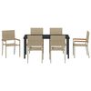 vidaXL Garden Dining Set with Cushion 7 pcs Beige Poly Rattan