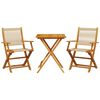 vidaXL 3 Piece Bistro Set Beige Polypropylene and Solid Wood