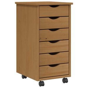 vidaXL Rolling Cabinet with Drawers "MOSS" Honey Brown Solid Wood Pine