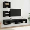 vidaXL TV Wall Units with LED with LED 5 pcs Black Oak Engineered Wood