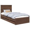 vidaXL Bed Frame with Drawer Brown Oak 75 x 190 cm Engineer Wood