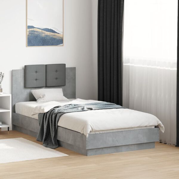 vidaXL Bed Frame without Mattress Concrete Grey 75x190 cm Small Single