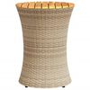 vidaXL Garden Side Table Drum Shape Beige Poly Rattan and Solid Wood