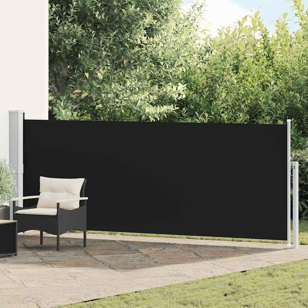 vidaXL Patio Retractable Side Awning 140x500 cm Black
