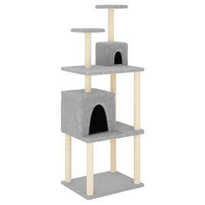 vidaXL Cat Tree with Sisal Scratching Posts Light Grey 167 cm
