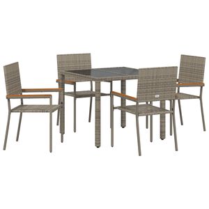 vidaXL Garden Dining Set 5 pcs Grey Poly Rattan