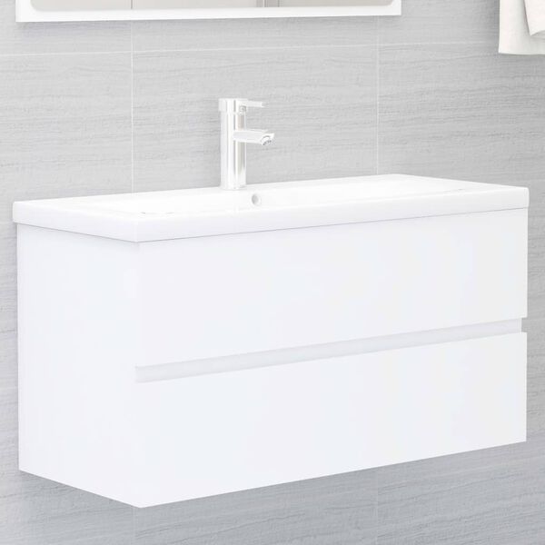 vidaXL Sink Cabinet with Built-in Basin White Engineered Wood