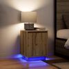 vidaXL Bedside Cabinet with LED Lights&nbsp;Artisan Oak 38x34x50 cm