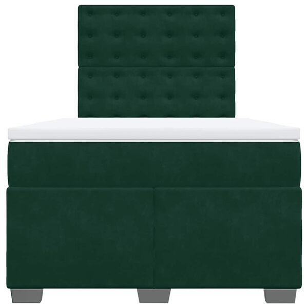 vidaXL Box Spring Bed with Mattress Dark Green 120x190 cm Small Double Velvet