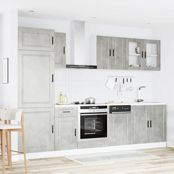 vidaXL 8 Piece Kitchen Cabinet Set Kalmar Concrete Grey Engineered Wood