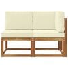 vidaXL Outdoor Middle and Corner Sofa 2 Piece Natural and Cream