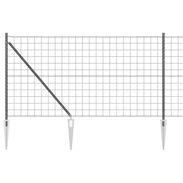 vidaXL Fence with Post Grey 1 x 25 m Steel