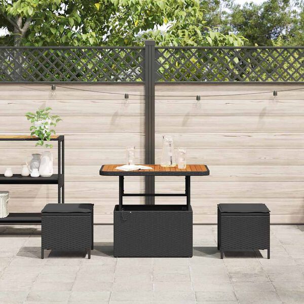 vidaXL Garden Dining Set Black Poly rattan