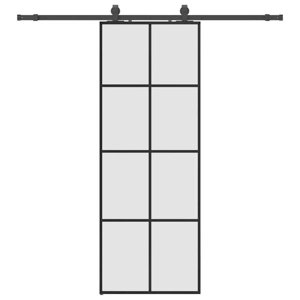 vidaXL Sliding Door with Hardware Set Black 76x205 cm ESG Glass