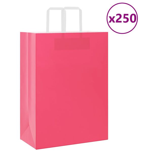 vidaXL Paper Bags 250 pcs with Handles Pink 32x17x44 cm