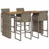 vidaXL 5 Piece Garden Bar Set without Cushions Grey Poly Rattan Acacia