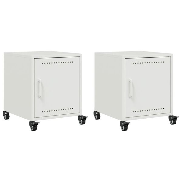 vidaXL Bedside Cabinets 2 pcs White 36x39x43.5 cm Steel