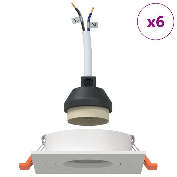 vidaXL Spotlights with Spotlights 6 pcs White 9 x 9 x cm Aluminium