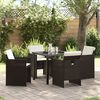 vidaXL Garden Dining Set 5 pcs Brown Poly Rattan