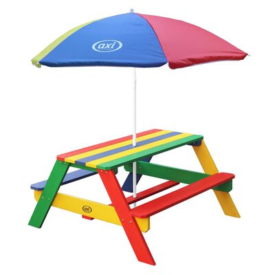 AXI Children Picnic Table Nick with Umbrella Rainbow