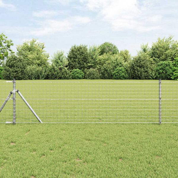 vidaXL Fence with Post Silver 0.6 x 10 m Steel and PVC