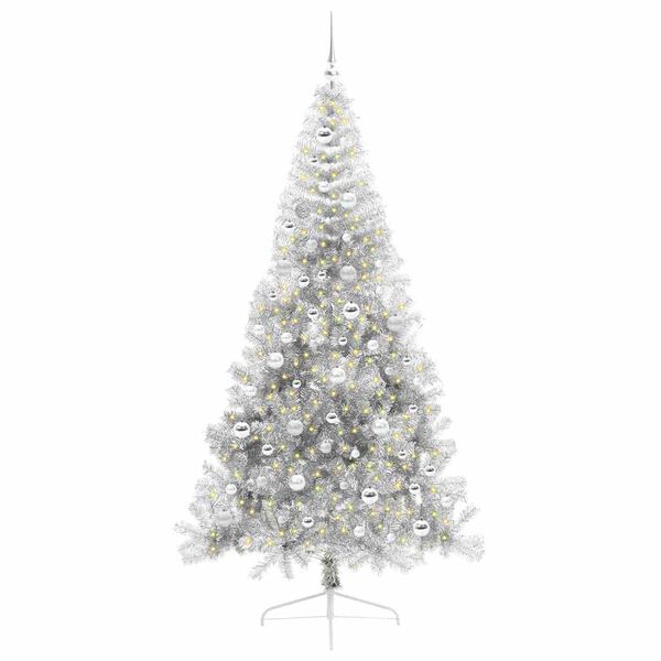 vidaXL Artificial Pre-lit Christmas Tree Silver 210 cm PET