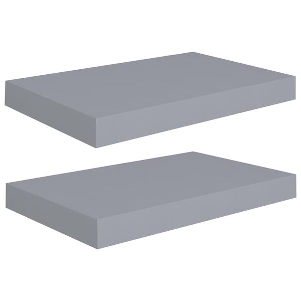 vidaXL Floating Wall Shelves 2 pcs Grey 40x23x3.8 cm MDF