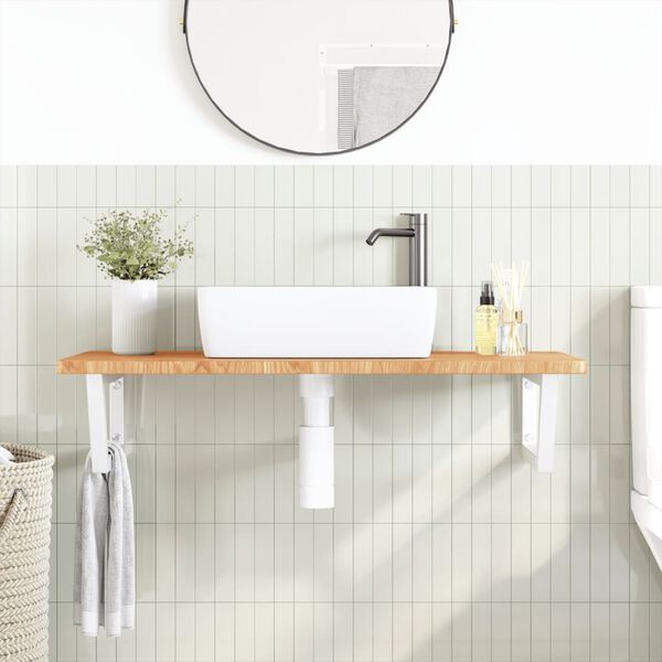 vidaXL Basin Shelf Wall Mounted Steel and Solid Wood Oak