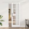 vidaXL Sliding Door White 73.5 x 211 cm Solid Pine Wood and Glass