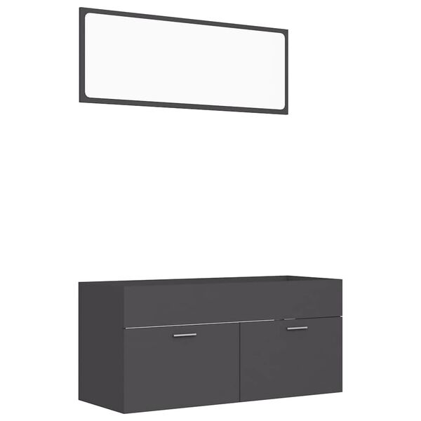 vidaXL 2 Piece Bathroom Furniture Set Grey Engineered Wood