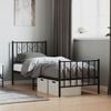 vidaXL Metal Bed Frame without Mattress with Footboard Black 75x190cm