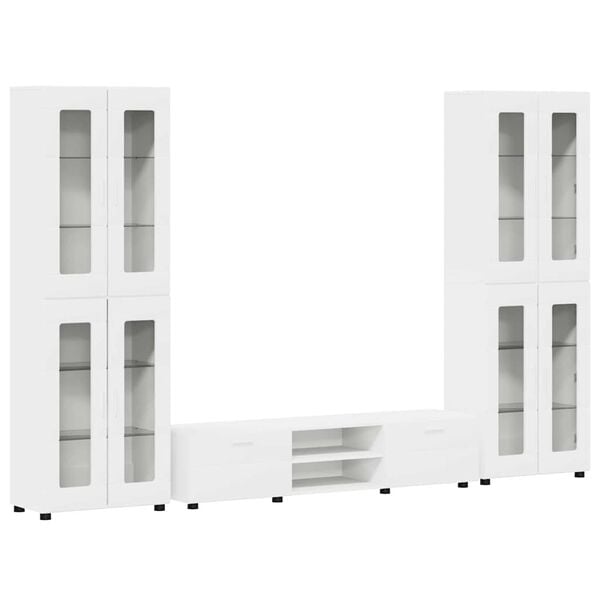 vidaXL TV Cabinet Set with Drawer FLORIN White Engineered Wood