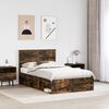vidaXL Bed Frame Smoked Oak 120 x 190 cm Solid Pine Wood